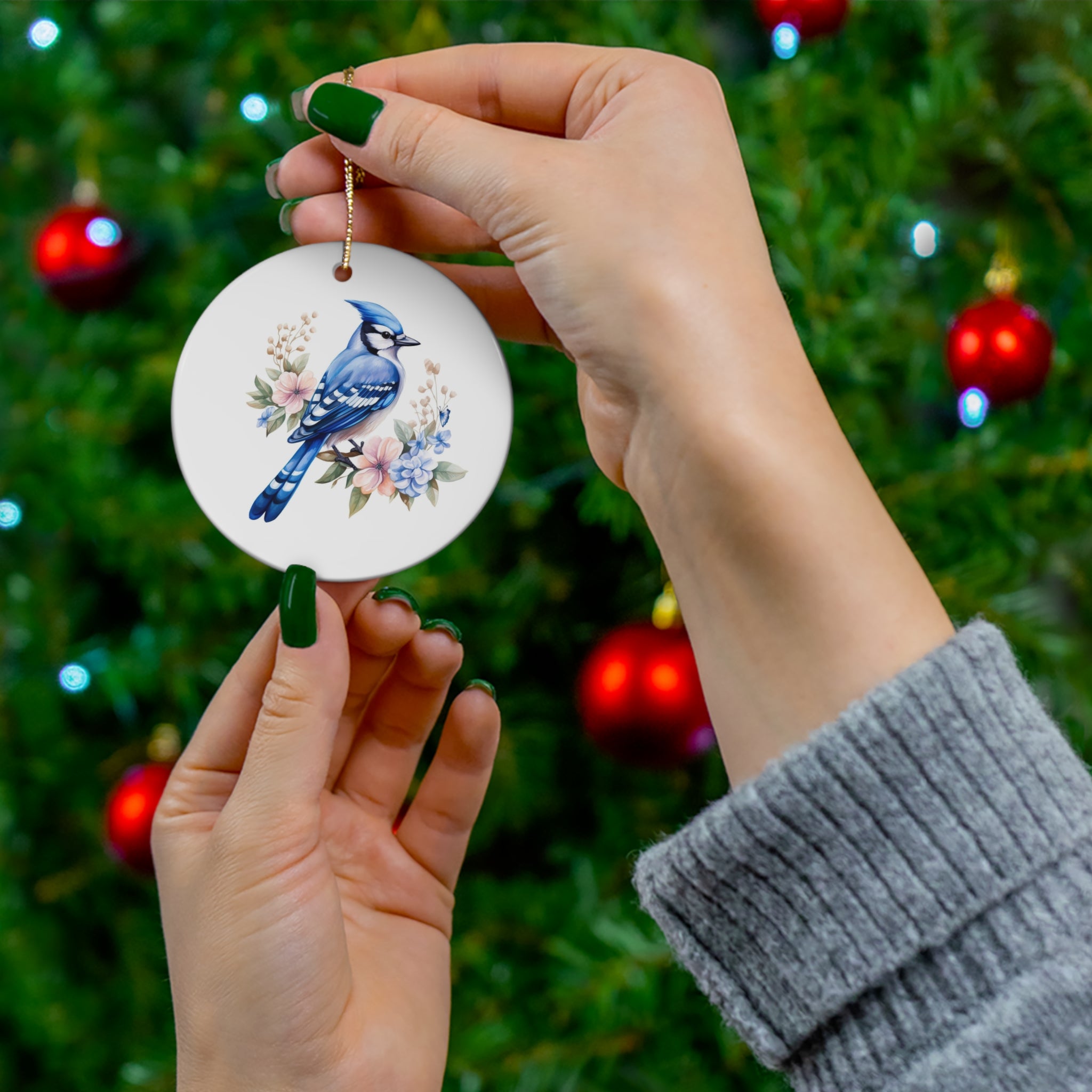 Custom hotsell Christmas /Whimsical Mosaic Blue Jay/Plant Ornament/Light/Sun Catcher