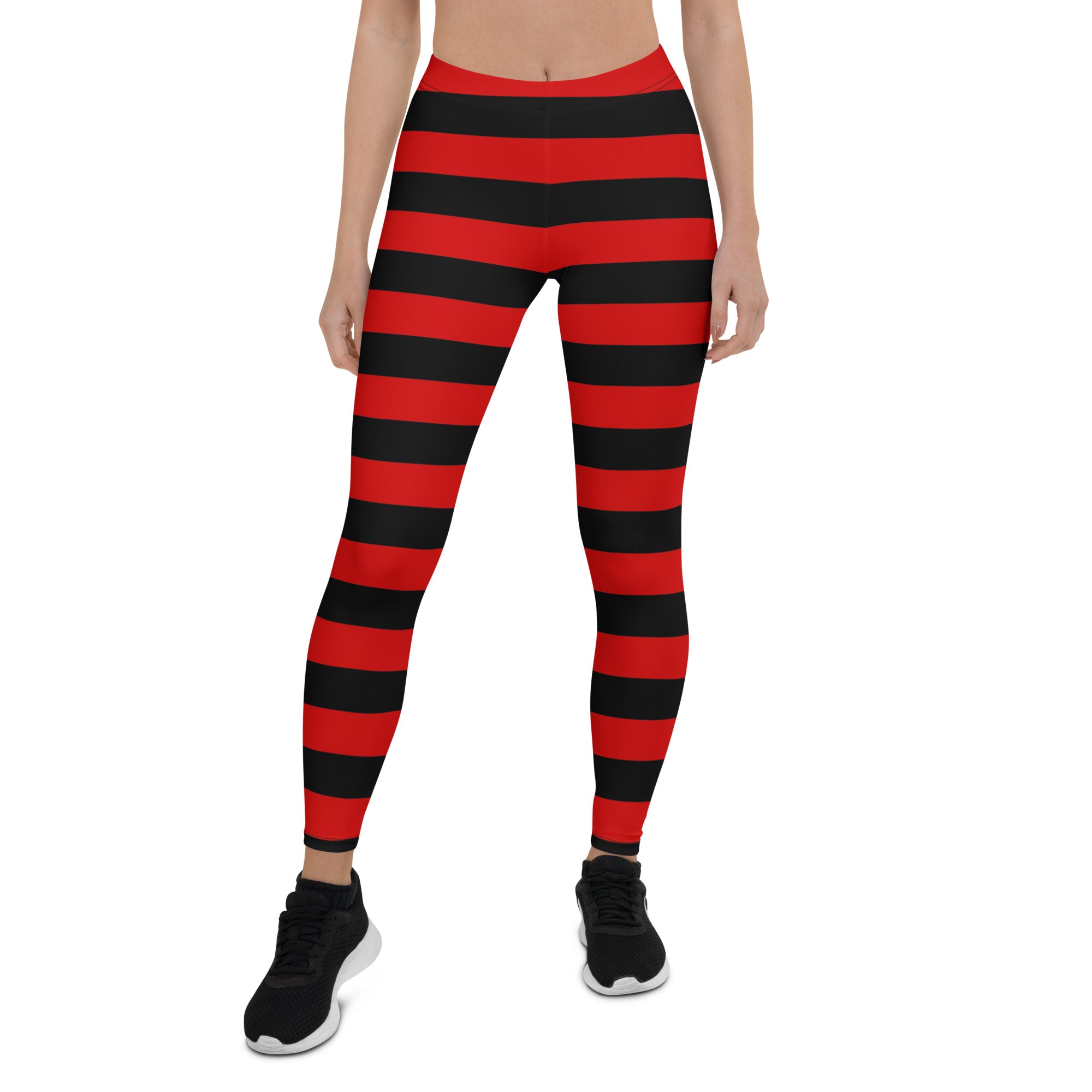 Lularoe Leggings - Stripes Chevron - Black Red White - L/XL