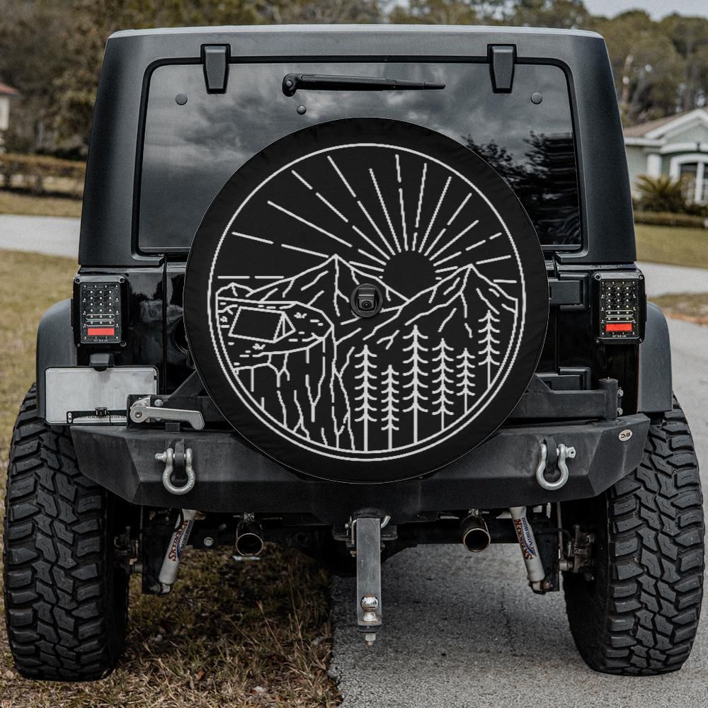 Adventure Awaits store Travel Spare Tire Cover for Jeep, Camper, SUV With or Without Backup Camera Hole