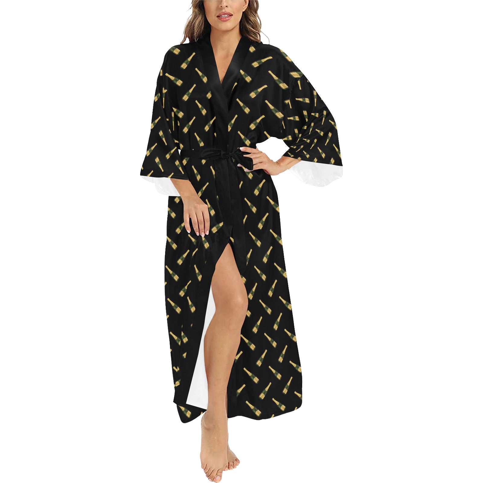 Kimono Silk Robe Long Sleeve Robe Silk Kimono Sleeves Long Robe Kimono  Dressing Gown Maxi Robe Bridal Long Robe Plus Size Robe Gold Robe -   Canada