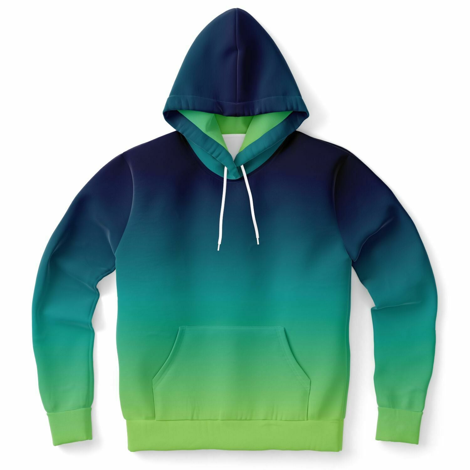 Blue and Green Ombre Hoodie, Tie Dye Gradient Pullover Men Women Adult Aesthetic Graphic Hooded Sweatshirt with Pockets L
