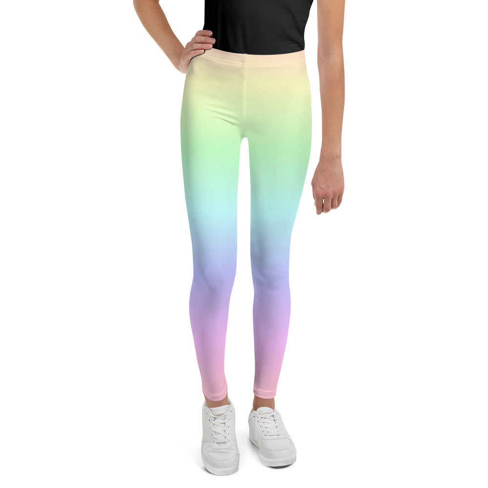 Colorful Rainbow Cartoon Unicorn Print Pink Workout Pants For