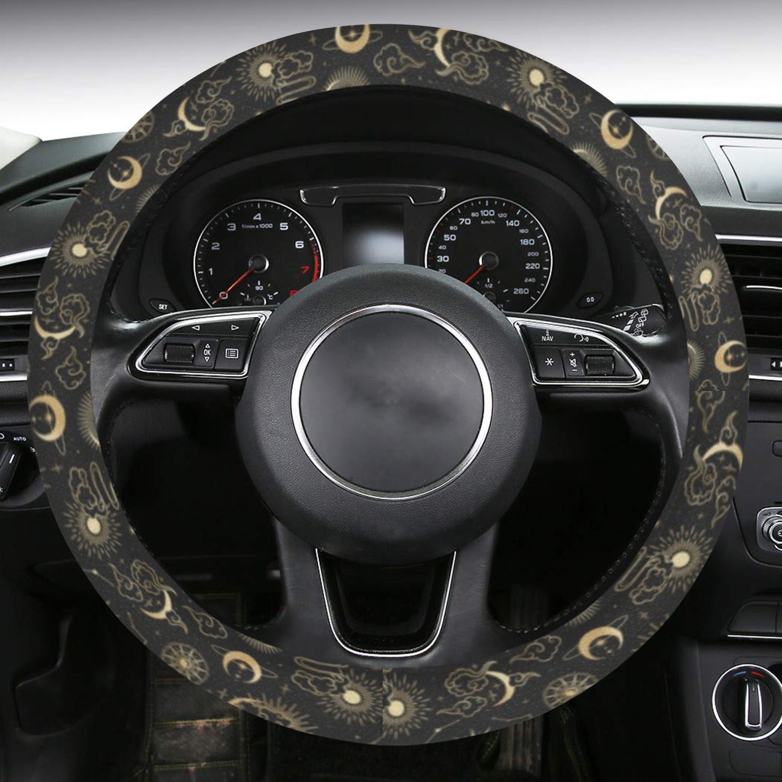 37-38 Car Steering Wheel Covers Baphomet Bandana Anti-slip Braid