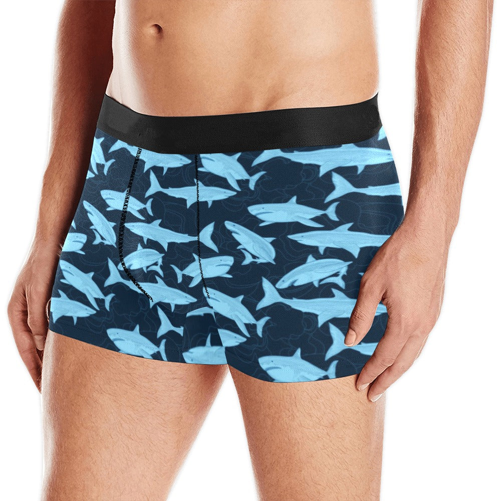Shark Print Boxers - Navy - Underwear - GAZMAN