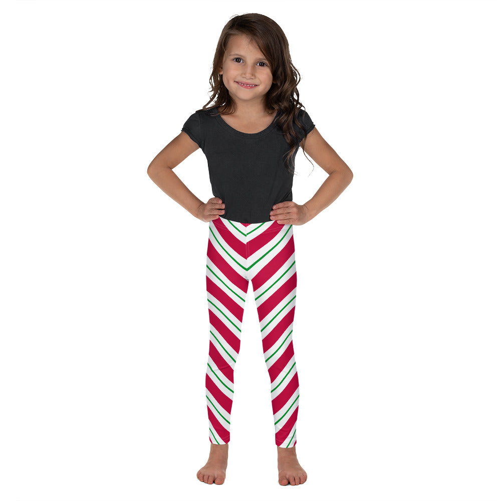 Candy Cane Kids Leggings (2T-7), Red Green Christmas Graphic