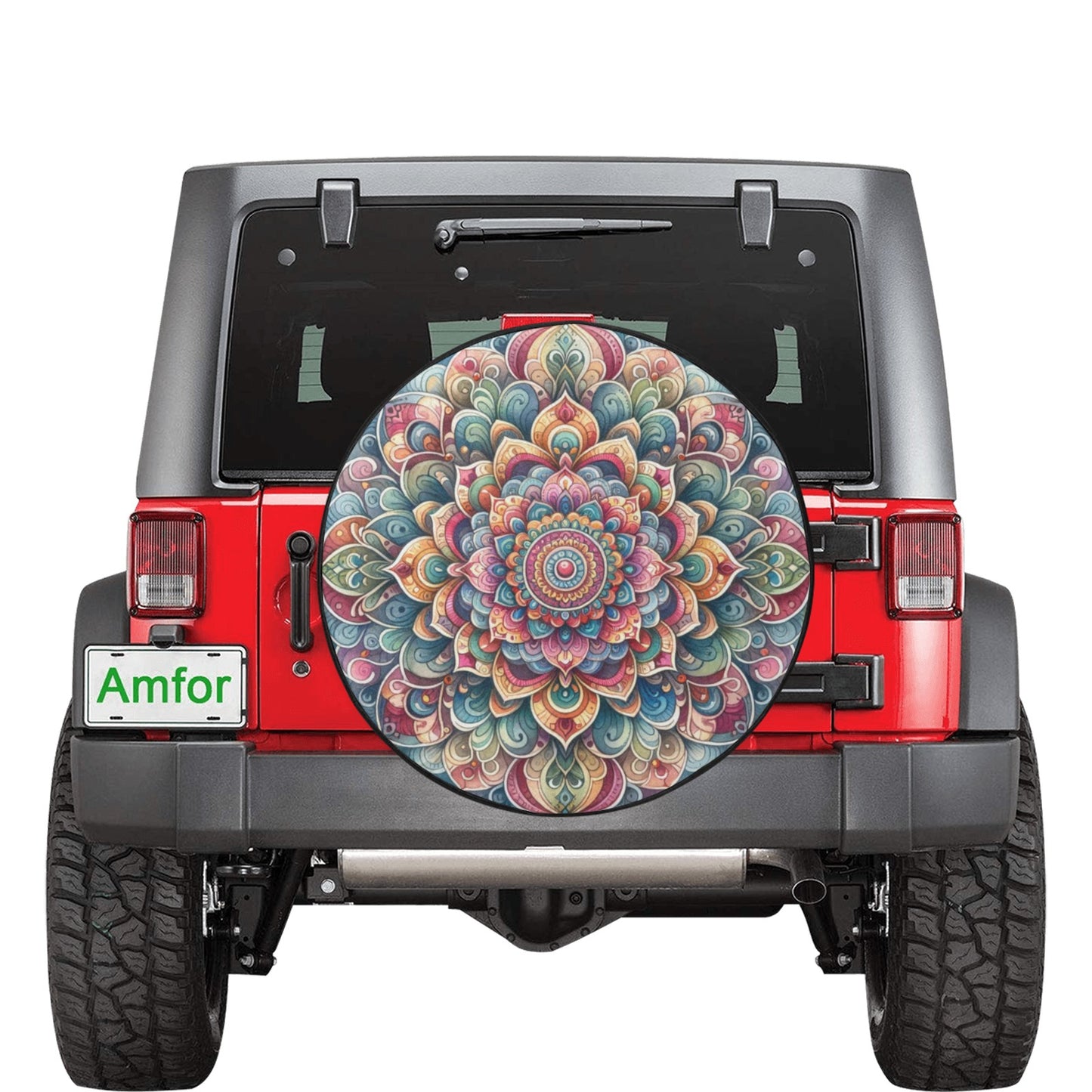 Mandala Spare Tire Cover, Rear Auto Vehicle Backup Camera Hole Unique Back Wheel Cars RV SUV Off Road Men Women Girls Trailer Campers