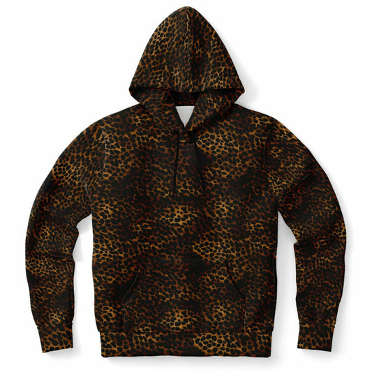 Leopard Print Hoodie, Animal Cheetah Dark Brown Black Pullover Men Women Adult Aesthetic Graphic Cotton Hooded Sweatshirt with Pockets Starcove Fashion