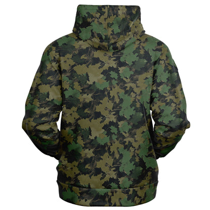 Green Camo Zip Up Hoodie, Realistic Camouflage Woodland Leaf Full Zipper Pocket Men Women Unisex Adult Cotton Fleece Hooded Sweatshirt