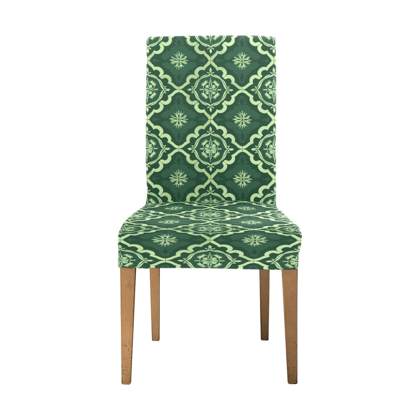 Green Dining Chair Seat Covers, Dark Geometric Custom Stretch Slipcover Furniture Dining Room Party Banquet Home Decor Dorm Kitchen