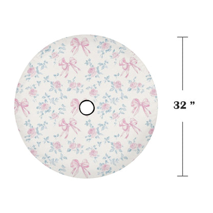 Pink Rose Bows Spare Tire Cover, Floral Flowers Ribbons Pastel White Wheel Accessories Unique Design Backup Camera Hole Trailer Back Women