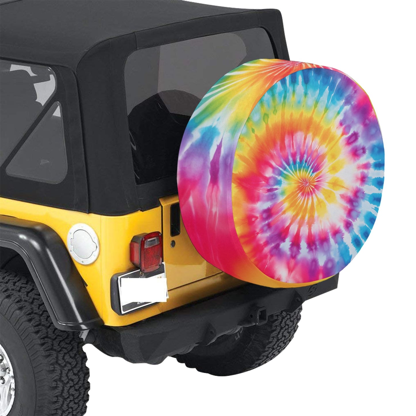 Rainbow Tie Dye Spare Tire Cover With Backup Camera Hole, Unique Back Rear Extra Wheel Car Auto Men Women RV Trailer Campers Unique Cute