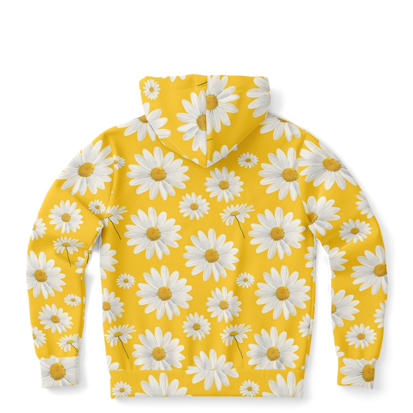 Daisy Yellow Zip Up Hoodie, Floral Flowers Full Zipper Pocket Men Women Unisex Adult Aesthetic Graphic Cotton Fleece Hooded Sweatshirt