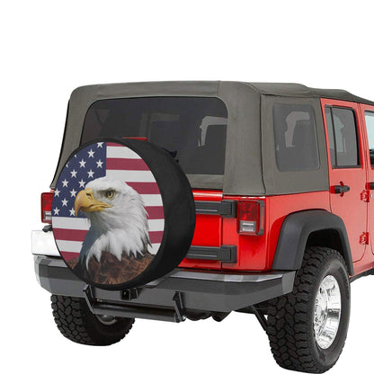 American Bald Eagle Head Spare Tire Cover, Flag USA Patriotic Backup Camera Hole Wheel Unique RV Back Cars RV Men Women Trailer Campers