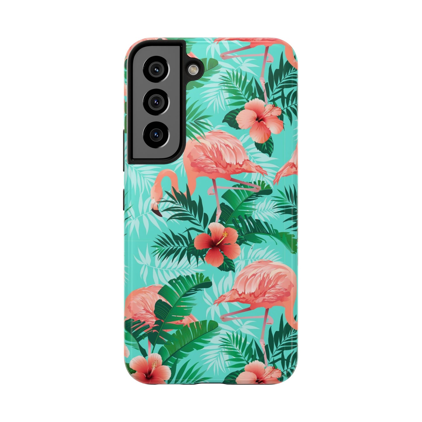 Pink Flamingo iPhone 15 14 13 12 11 Pro Max Tough Case, Green Tropical Monstera Print Cute Gift XS XR X 7 Plus 8 Cell Phone Galaxy