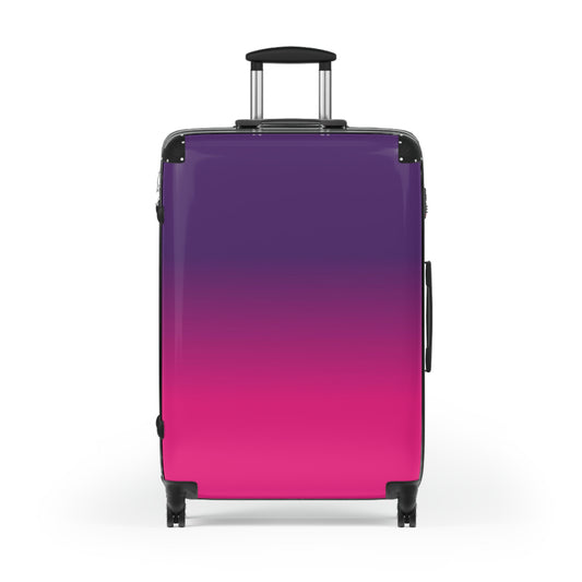 Purple Pink Suitcase Luggage, Ombre Tie Dye Carry On 4 Wheels Cabin Travel Small Large Set Rolling Spinner Lock Designer Hard Shell Case