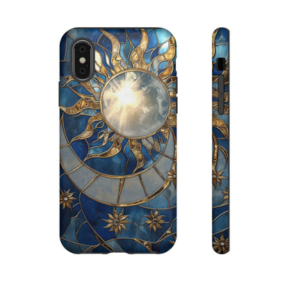 Sun Moon Tough Phone Case, Celestial Stained Glass iPhone 16 15 14 13 Pro Max 12 11 8 Plus X XR XS Galaxy S24 S23 S22 S21 Google Pixel Cover