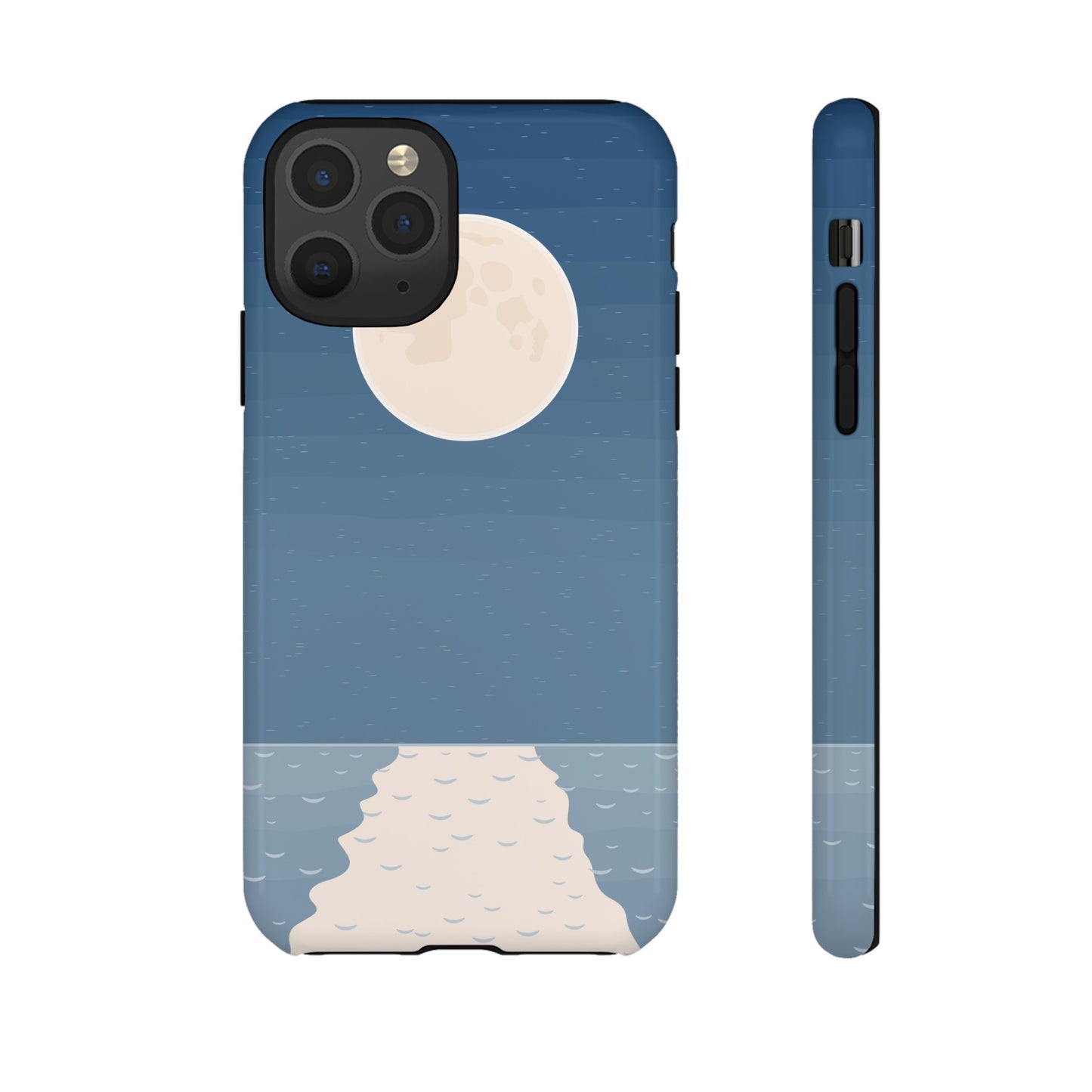 Full Moon Tough Phone Case, Blue iPhone 15 14 13 Pro Max 12 11 8 Plus X XR XS Samsung Galaxy S22 Google Pixel Cover