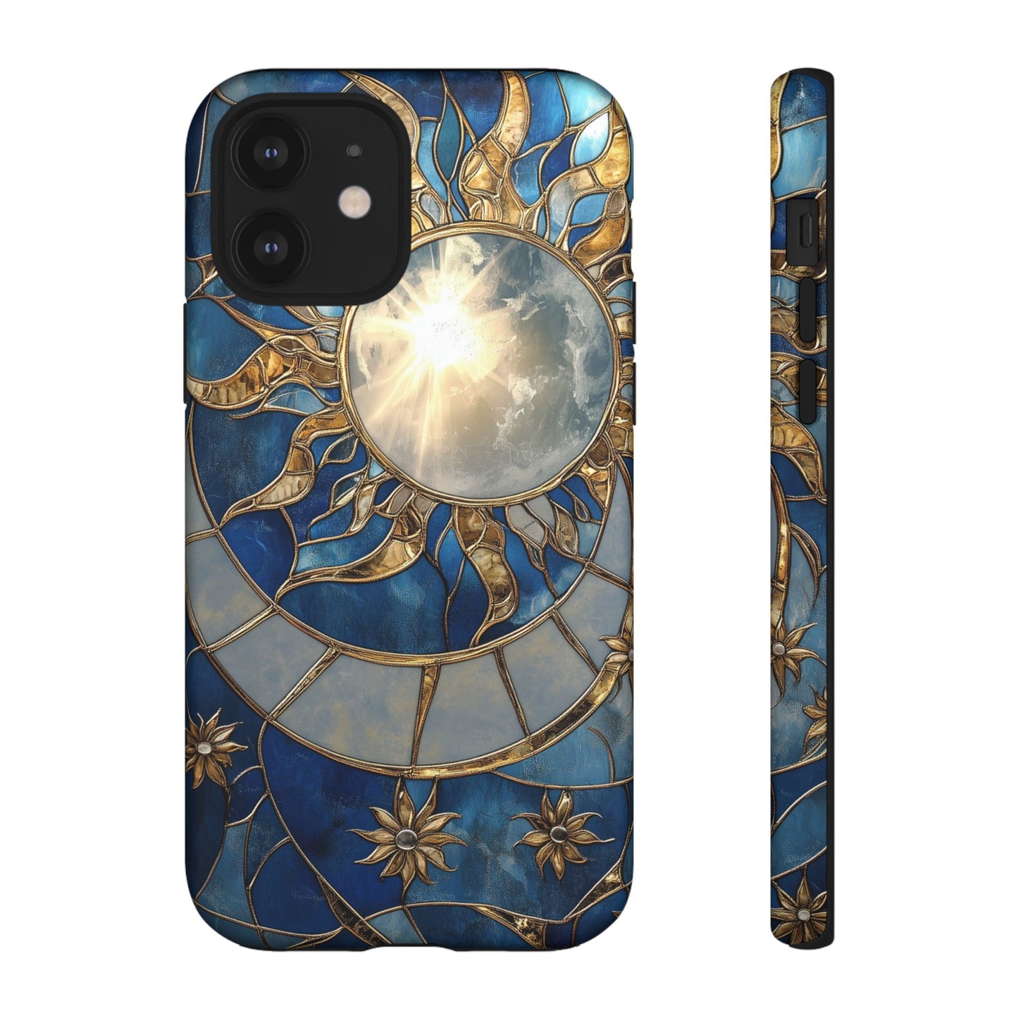 Sun Moon Tough Phone Case, Celestial Stained Glass iPhone 16 15 14 13 Pro Max 12 11 8 Plus X XR XS Galaxy S24 S23 S22 S21 Google Pixel Cover