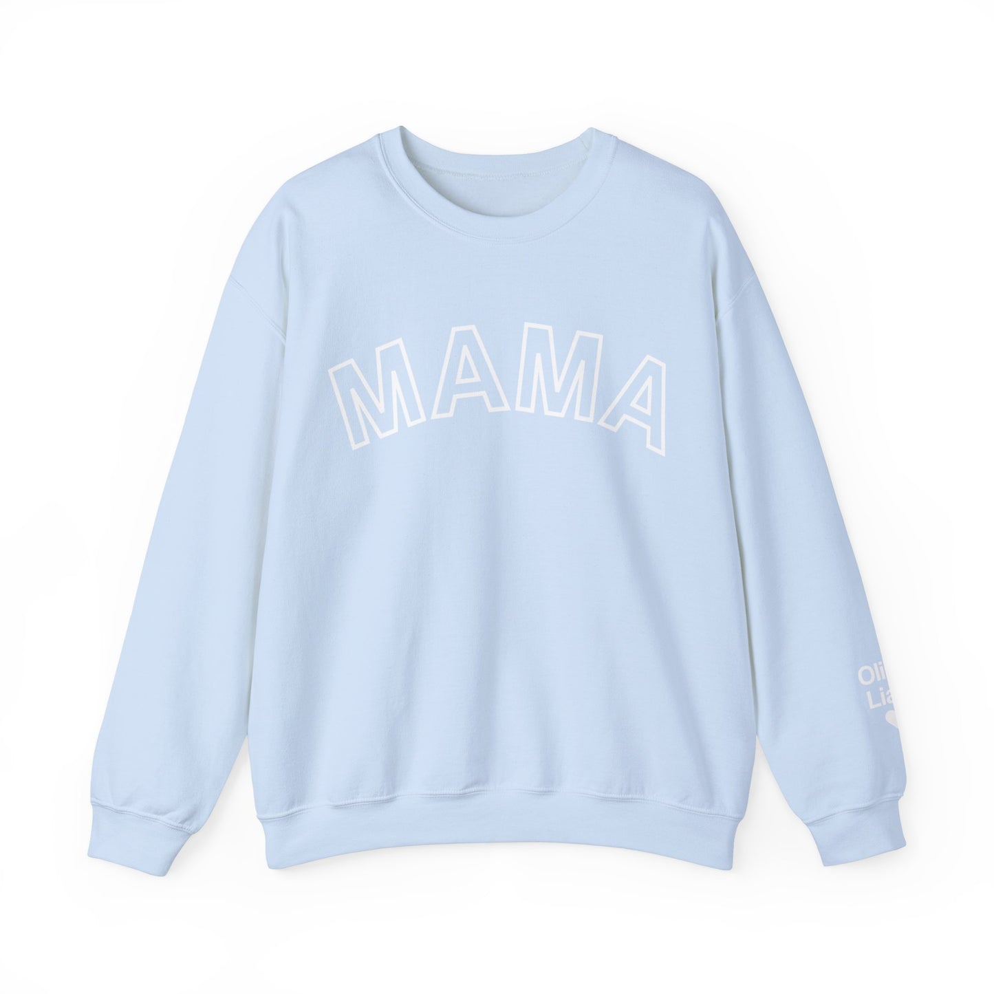 Personalized Mama Sweatshirt Kids Names on Sleeve, Custom Mothers Day Gift Women Birthday New Mom Momma  Sweater Crewneck Cotton Pullover