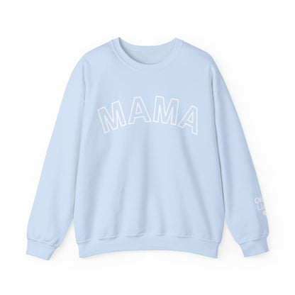 Personalized Mama Sweatshirt Kids Names on Sleeve, Custom Mothers Day Gift Women Birthday New Mom Momma  Sweater Crewneck Cotton Pullover