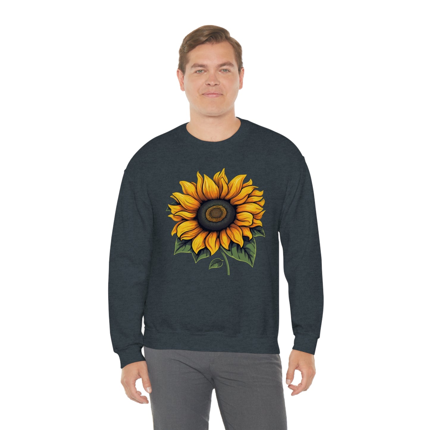 Sunflower Sweatshirt, Yellow Flowers Floral Graphic Crewneck Cotton Sweater Jumper Pullover Men Women Aesthetic Designer Top Starcove Fashion