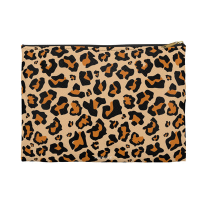 Leopard Makeup Bag, Animal Print Cheetah Pencil Case Pouch Holder Cute Pen Coin Travel Cosmetic Bag Accessory Canvas Zipper Women Organizer