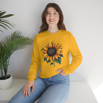 Sunflower Sweatshirt, Yellow Flowers Floral Graphic Crewneck Cotton Sweater Jumper Pullover Men Women Aesthetic Designer Top Starcove Fashion