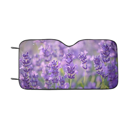 Lavender Flowers Sun Windshield, Floral Purple Car Accessories Auto Shade Protector Window Visor Screen Cover Decor Vehicle Reflector