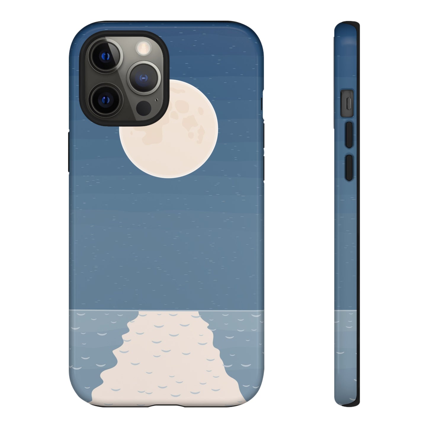 Full Moon Tough Phone Case, Blue iPhone 15 14 13 Pro Max 12 11 8 Plus X XR XS Samsung Galaxy S22 Google Pixel Cover