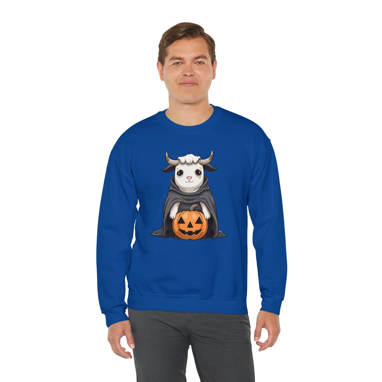 Ghost Cow Sweatshirt, Pumpkin Halloween Graphic Crewneck Fleece Cotton Sweater Jumper Pullover Men Women Adult Aesthetic Designer Top Starcove Fashion