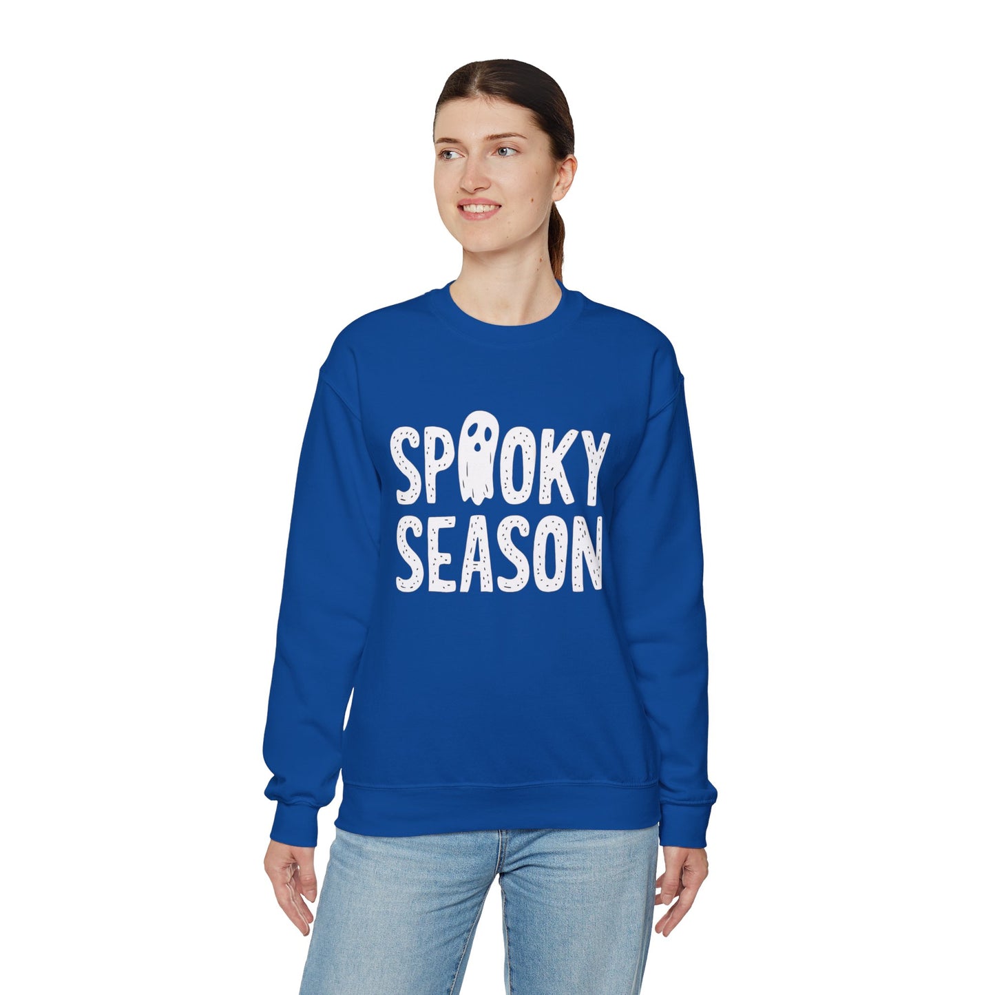 Spooky Season Sweatshirt, Ghost Halloween Graphic Crewneck Fleece Cotton Sweater Jumper Pullover Men Women Aesthetic Designer Top