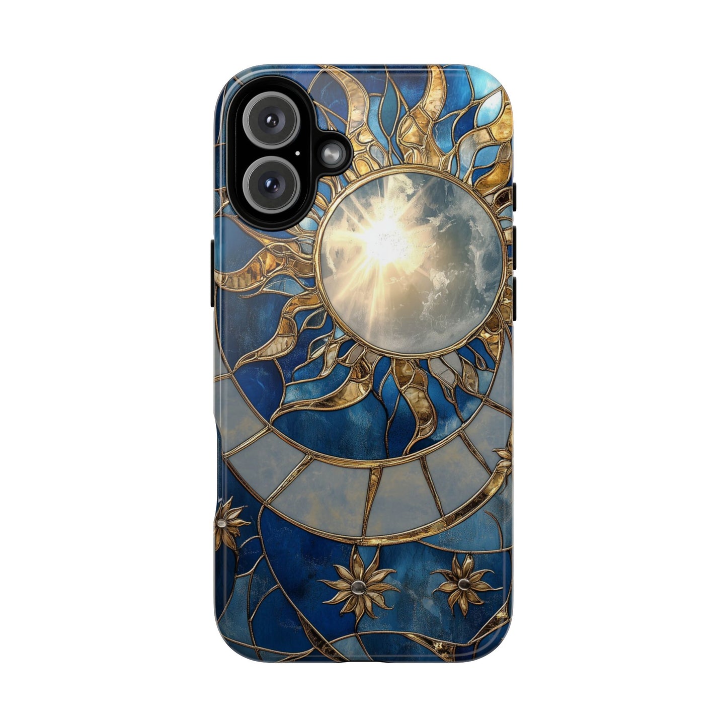 Sun Moon Tough Phone Case, Celestial Stained Glass iPhone 16 15 14 13 Pro Max 12 11 8 Plus X XR XS Galaxy S24 S23 S22 S21 Google Pixel Cover