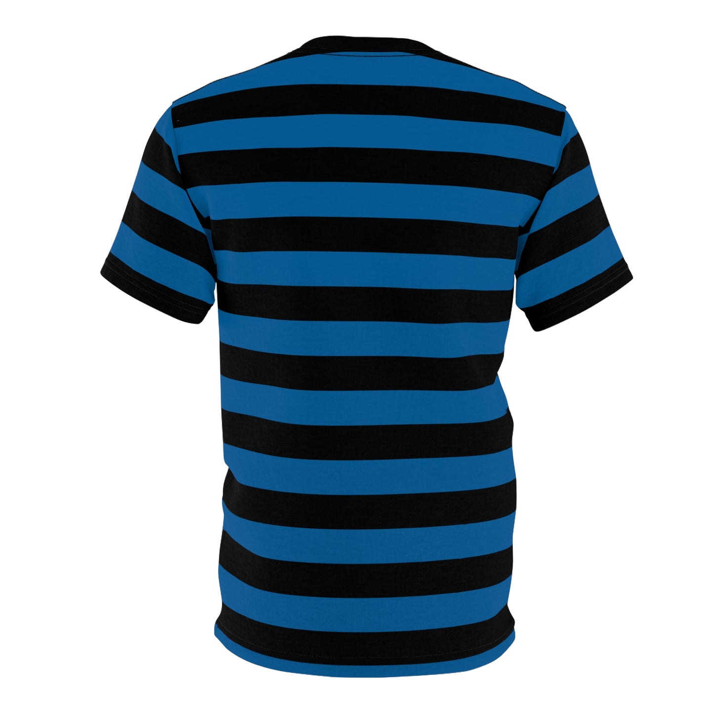 Black and Blue Striped Men T Shirt, Vintage Wide Horizontal Stripes 90s Adult Unisex Male Designer Lightweight Heavyweight Crewneck Guys Tee