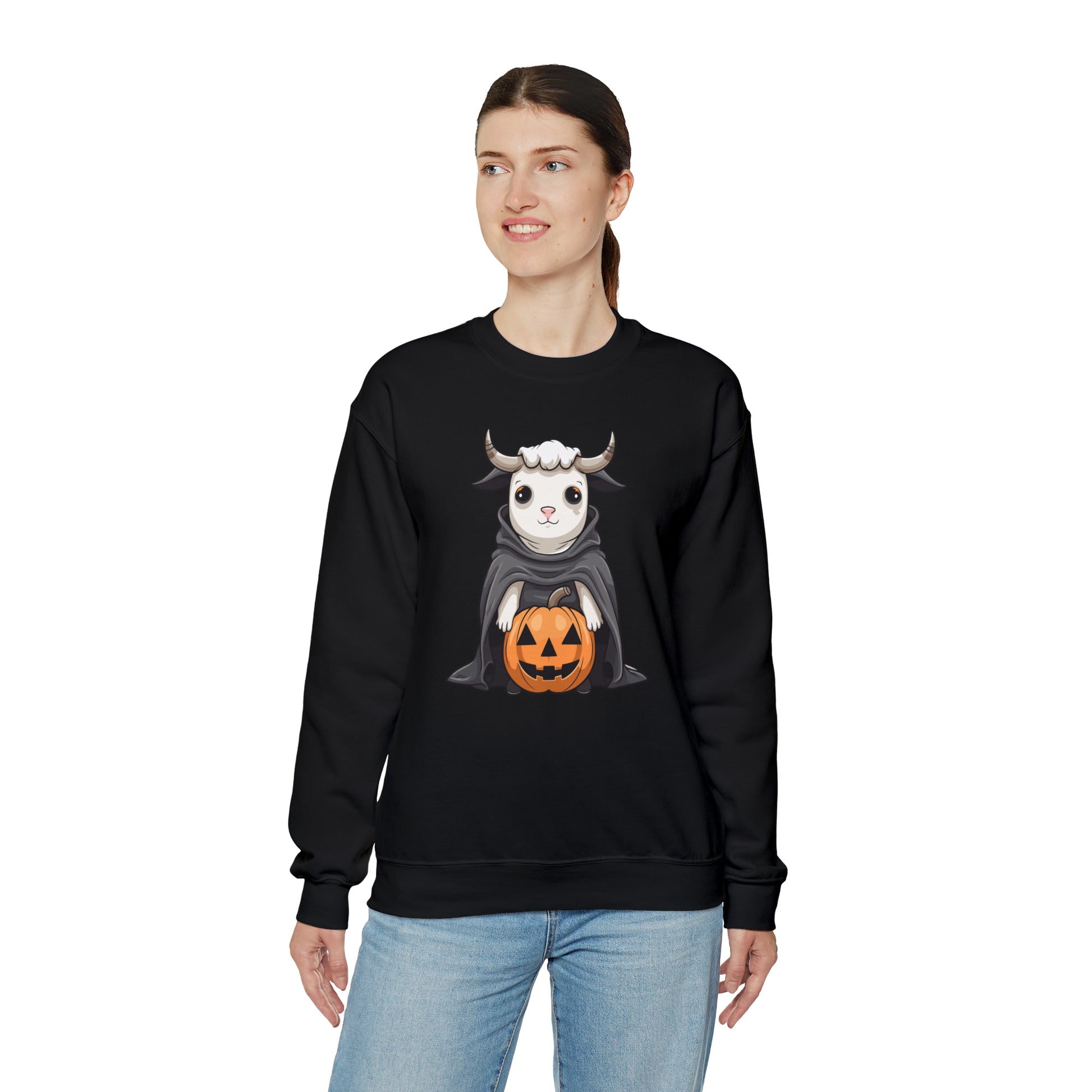 Ghost Cow Sweatshirt, Pumpkin Halloween Graphic Crewneck Fleece Cotton Sweater Jumper Pullover Men Women Adult Aesthetic Designer Top Starcove Fashion