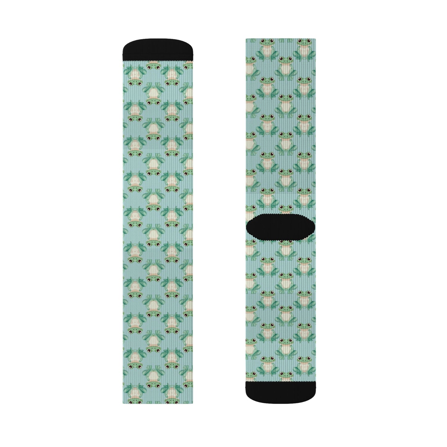 Frogs Socks, Pastel Green Kawaii Funny Crew Sublimation Women Men Designer Fun Novelty Cool Funky Crazy Casual Cute Unique Dress