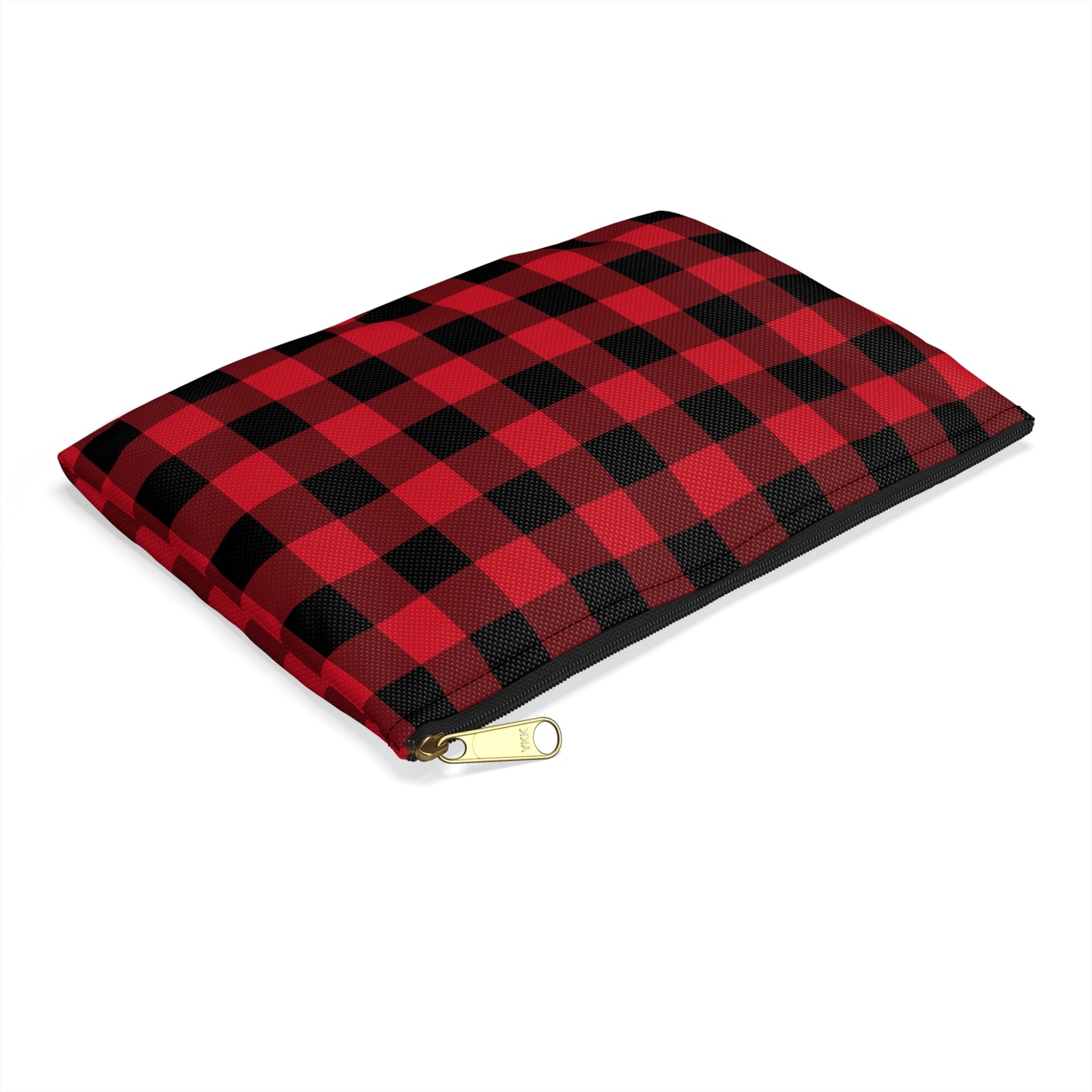 Red Black Buffalo Plaid Print Zipper Pouch, Check Cute Makeup Wash Bags Toiletries Cosmetic Organizer Gifts Women Coin Accessory Purse