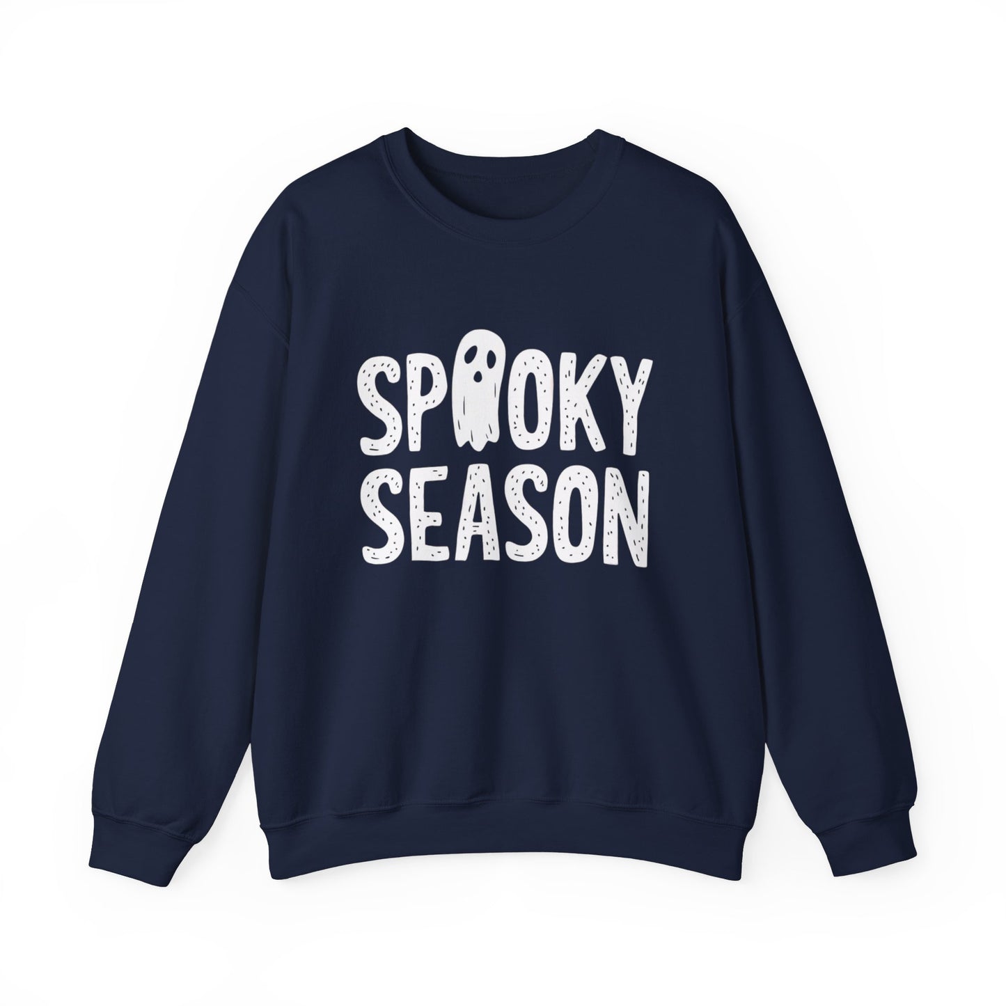 Spooky Season Sweatshirt, Ghost Halloween Graphic Crewneck Fleece Cotton Sweater Jumper Pullover Men Women Aesthetic Designer Top