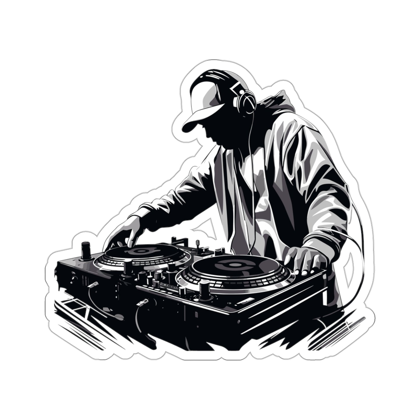 DJ Mixing Sticker Decal, Turntables EDM Music Art Vinyl Laptop Cute Waterbottle Tumbler Car Waterproof Bumper Clear Aesthetic Die Cut Wall Starcove Fashion