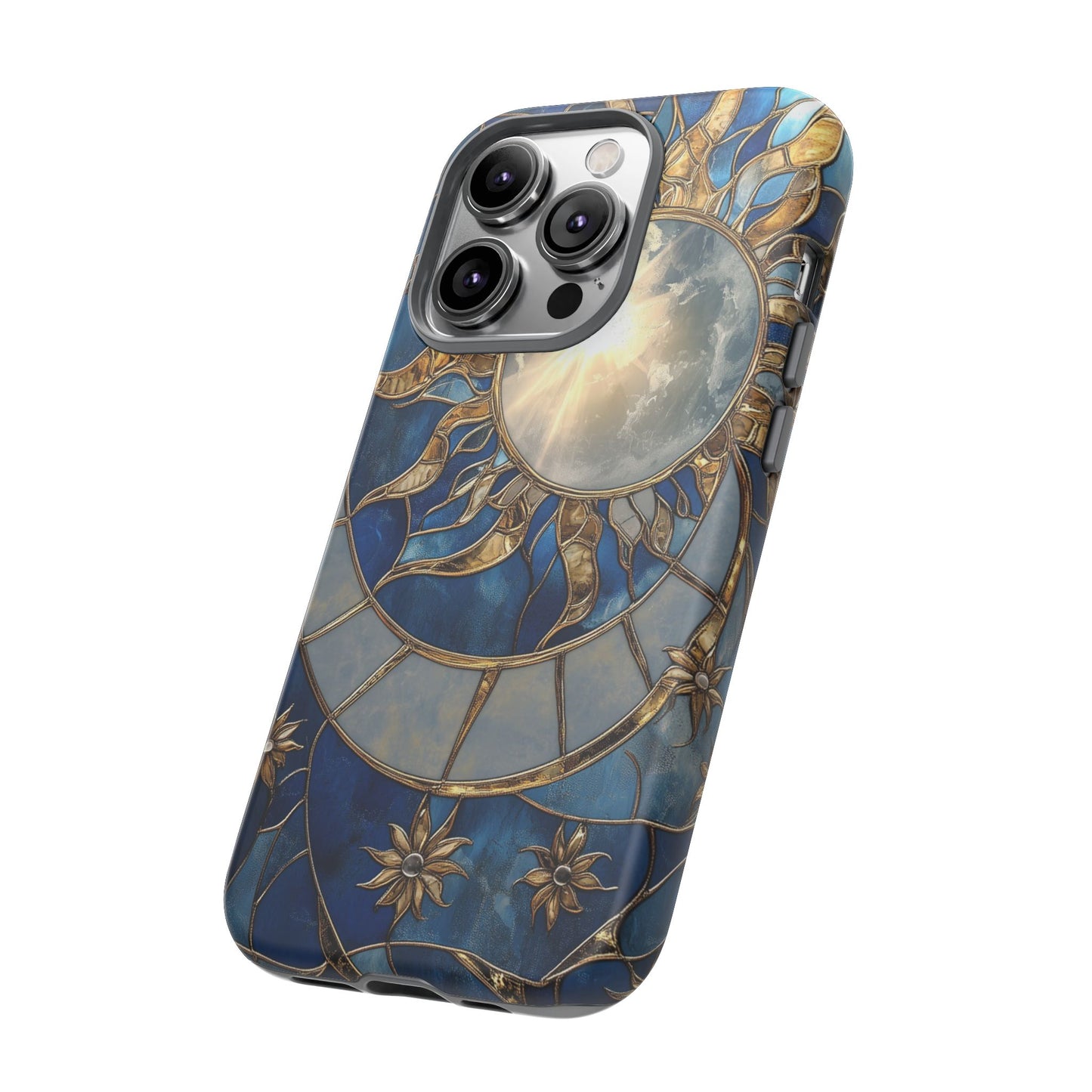 Sun Moon Tough Phone Case, Celestial Stained Glass iPhone 16 15 14 13 Pro Max 12 11 8 Plus X XR XS Galaxy S24 S23 S22 S21 Google Pixel Cover