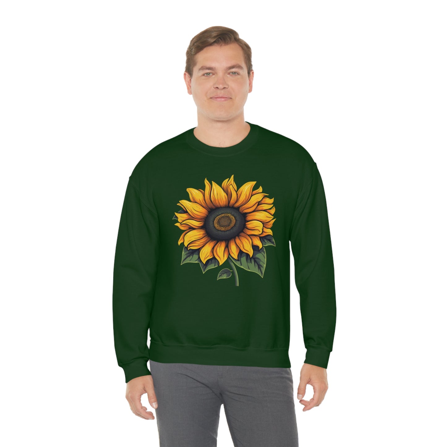 Sunflower Sweatshirt, Yellow Flowers Floral Graphic Crewneck Cotton Sweater Jumper Pullover Men Women Aesthetic Designer Top Starcove Fashion