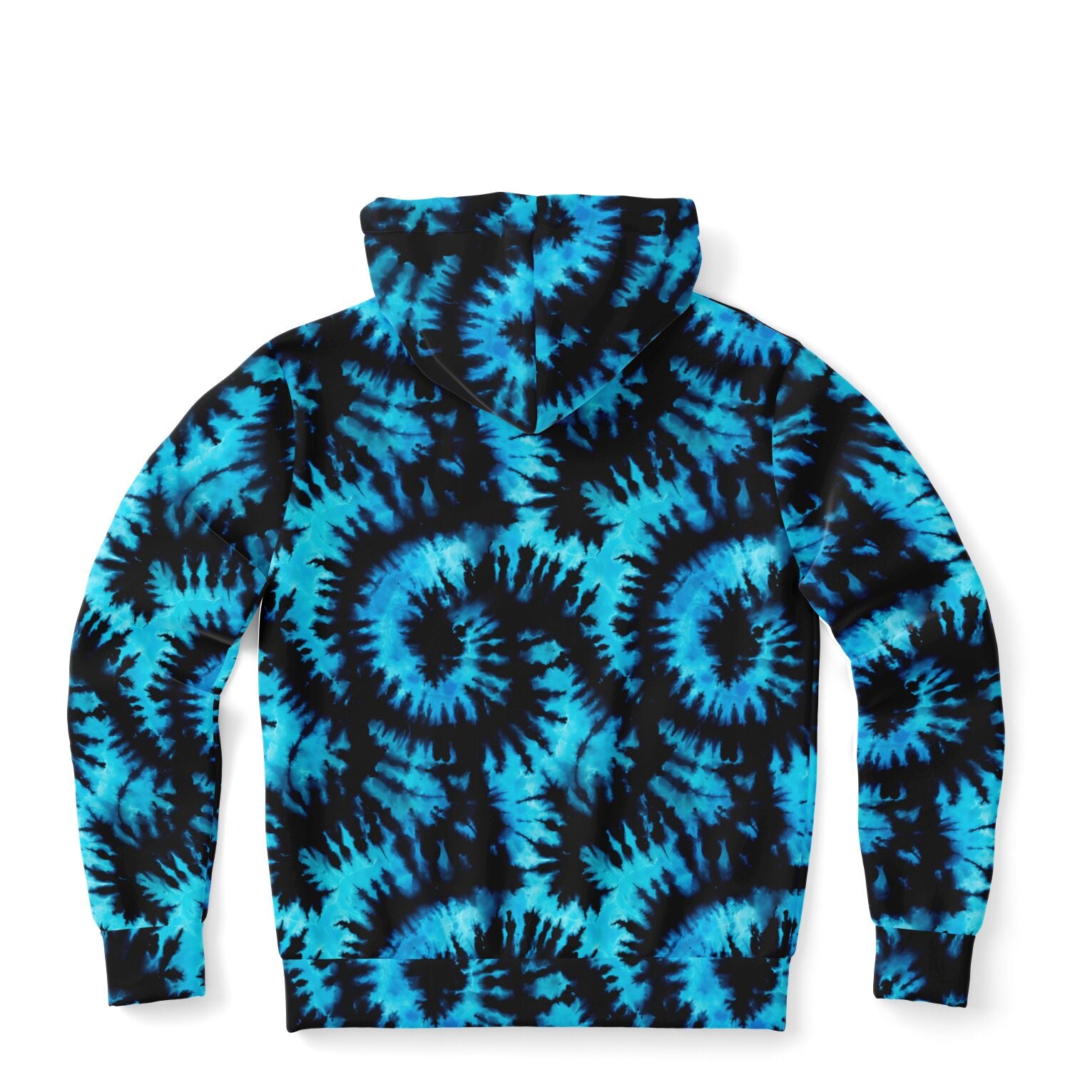 Black Blue Tie Dye Zip Up Hoodie Front Zipper Pocket Men Women