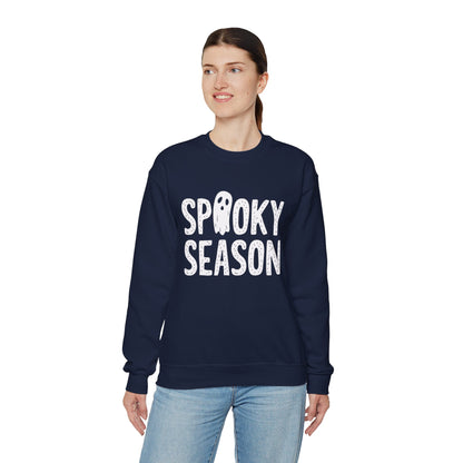 Spooky Season Sweatshirt, Ghost Halloween Graphic Crewneck Fleece Cotton Sweater Jumper Pullover Men Women Aesthetic Designer Top