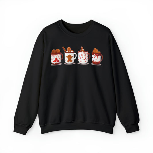 Christmas Coffee Sweatshirt, Gingerman Xmas Graphic Crewneck Fleece Cotton Sweater Jumper Pullover Men Women Adult Aesthetic