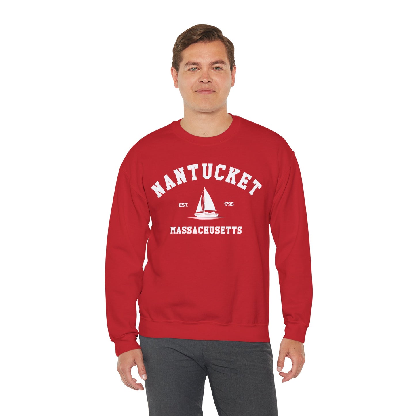 Nantucket Sweatshirt, Vintage Massachusetts MA Sailing Boating Sailboat Beach Town Graphic Crewneck Sweater Jumper Pullover Men Women