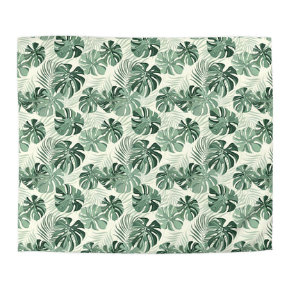 Monstera Leaf Duvet Cover, Green Tropical Bedding Queen King Full Twin XL Microfiber Unique Designer Bed Quilt Bedroom Decor