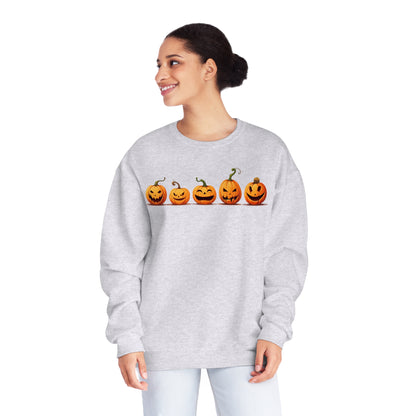 Jack-O-Lantern Pumpkins Sweatshirt, Halloween Fall Graphic Crewneck Fleece Cotton Sweater Jumper Pullover Men Women Adult Aesthetic Top Starcove Fashion