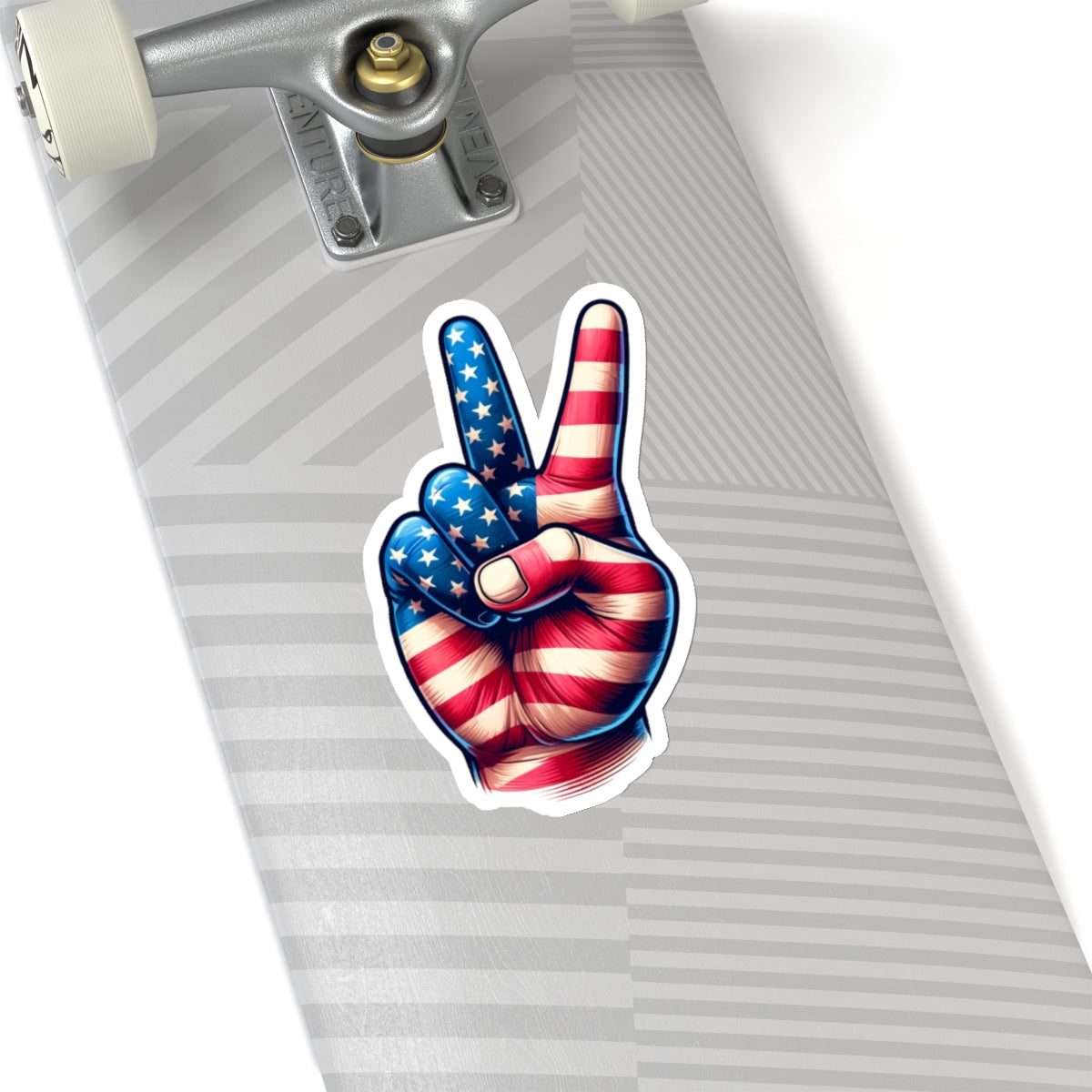 Hand Peace Sign Sticker Decal, American Flag Patriotic Art Vinyl Laptop Cute Waterbottle Tumbler Car Waterproof Bumper Small Large Clear