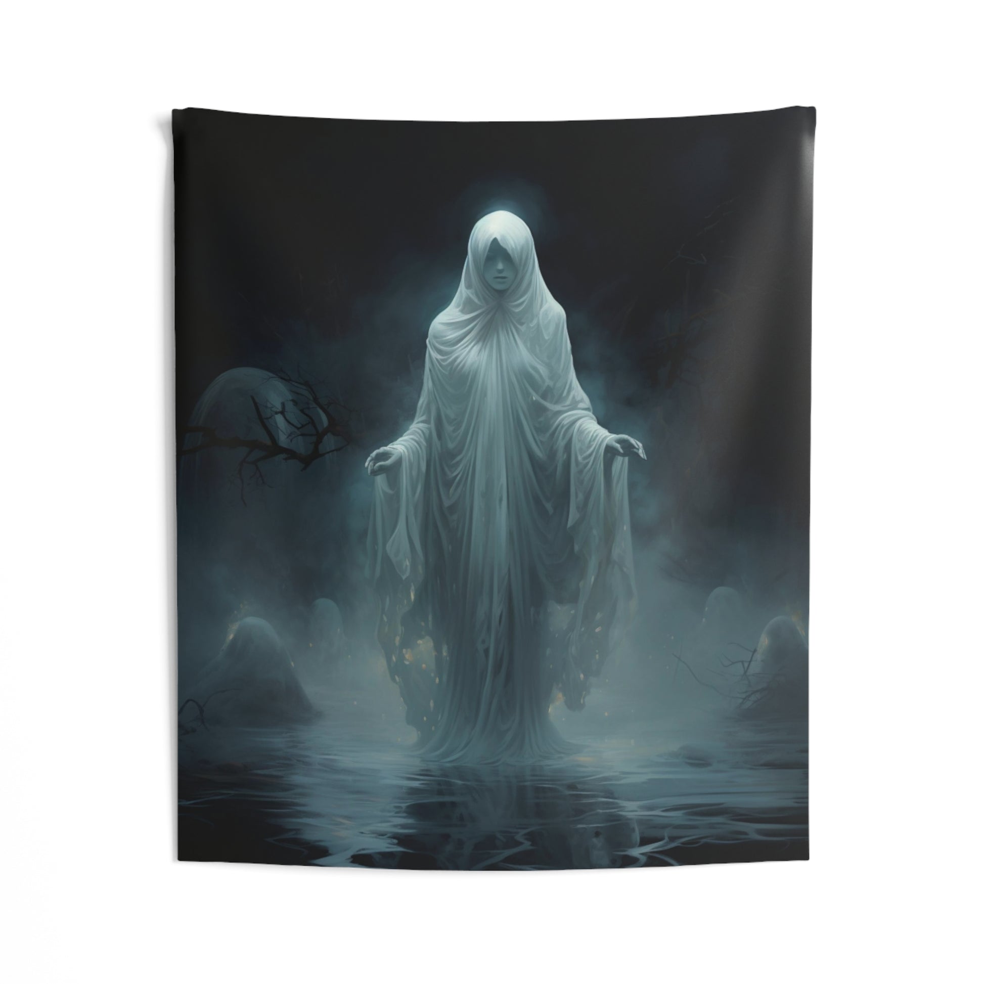 Ghost Tapestry, Horror Halloween Scary Spooky Gothic Wall Art Hanging Cool Unique Vertical Aesthetic Large Small Bedroom College Dorm Starcove Fashion