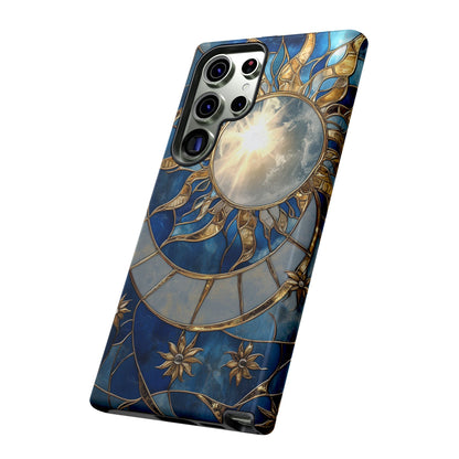 Sun Moon Tough Phone Case, Celestial Stained Glass iPhone 16 15 14 13 Pro Max 12 11 8 Plus X XR XS Galaxy S24 S23 S22 S21 Google Pixel Cover