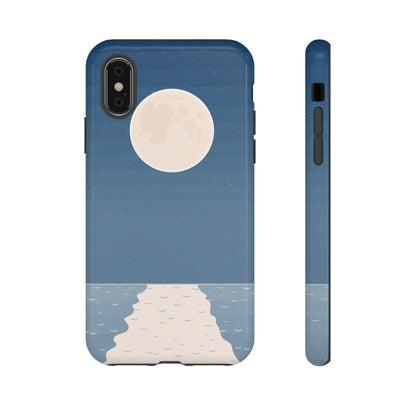 Full Moon Tough Phone Case, Blue iPhone 15 14 13 Pro Max 12 11 8 Plus X XR XS Samsung Galaxy S22 Google Pixel Cover